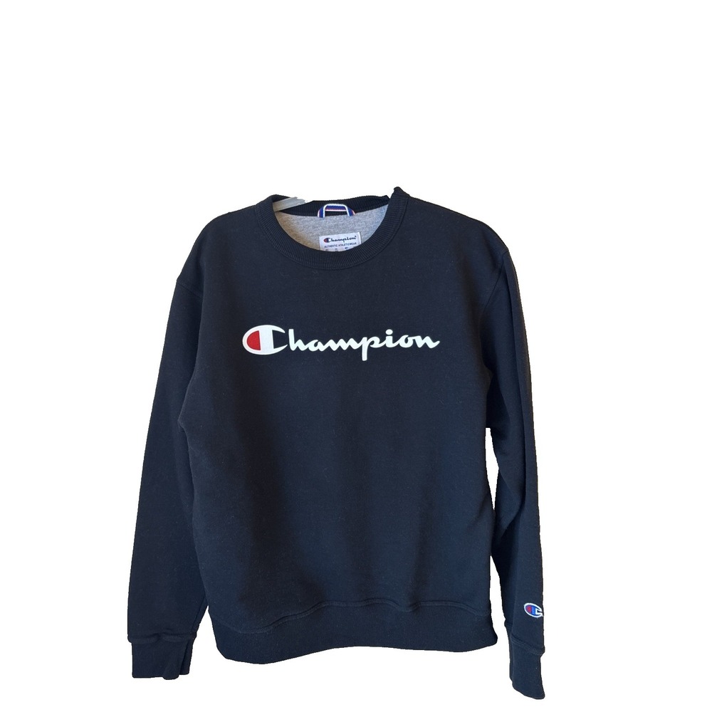 Champion Men's Size Medium Black Sweatshirt Pullover Retro Logo
